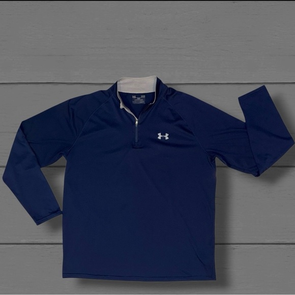 Under Armour Men’s Large 1/4 Zip Pullover Long Sleeve Shirt Blue Training Top - Picture 7 of 11
